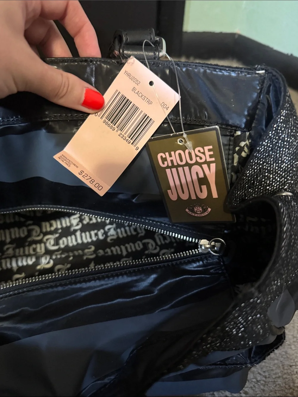 Juicy Couture Gray and Black Striped Dog Carrier Tote